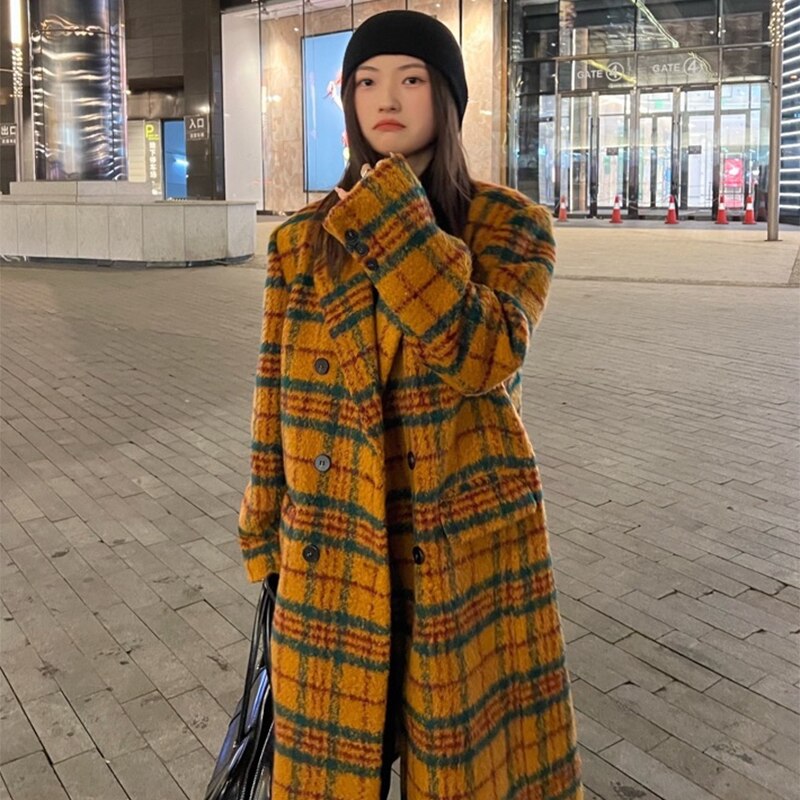 Autumn Plaid Trench Coat