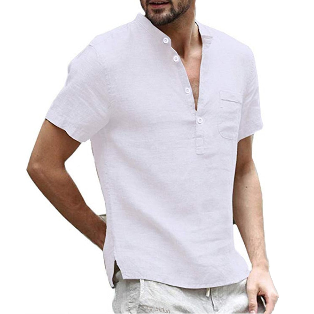 Linen Led Casual Men T-Shirt