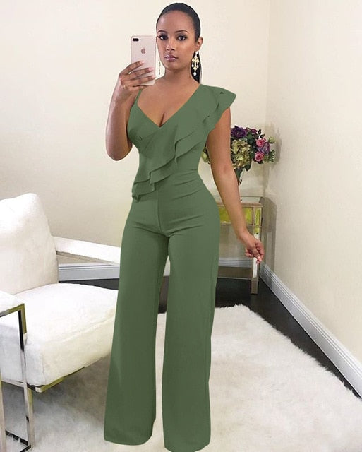 One Shoulder Tuffle Jumpsuit