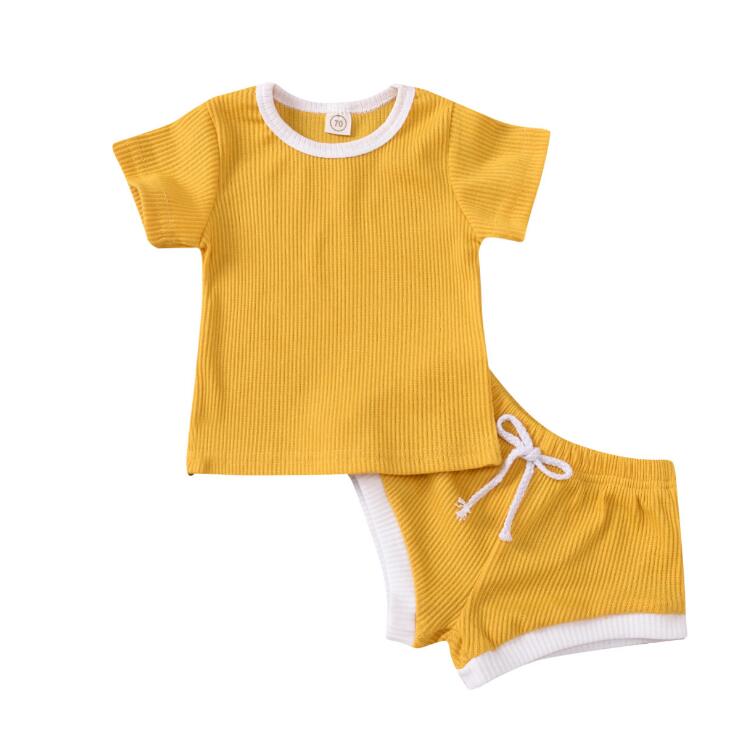 2020 Toddler Knitted T-shirts+Shorts Sets