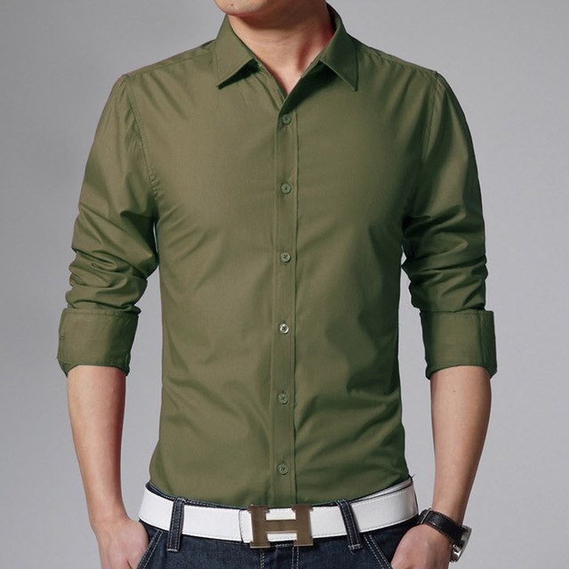 Slim Plain Dress Shirt