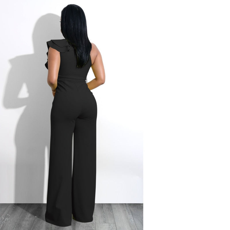 One Shoulder Tuffle Jumpsuit