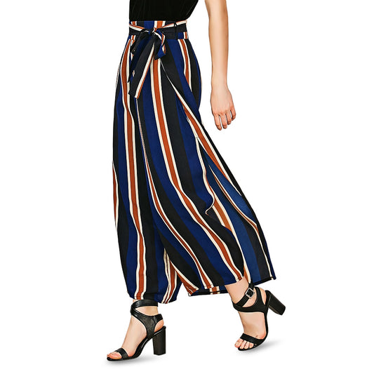 Striped Wide Leg Slit Pants