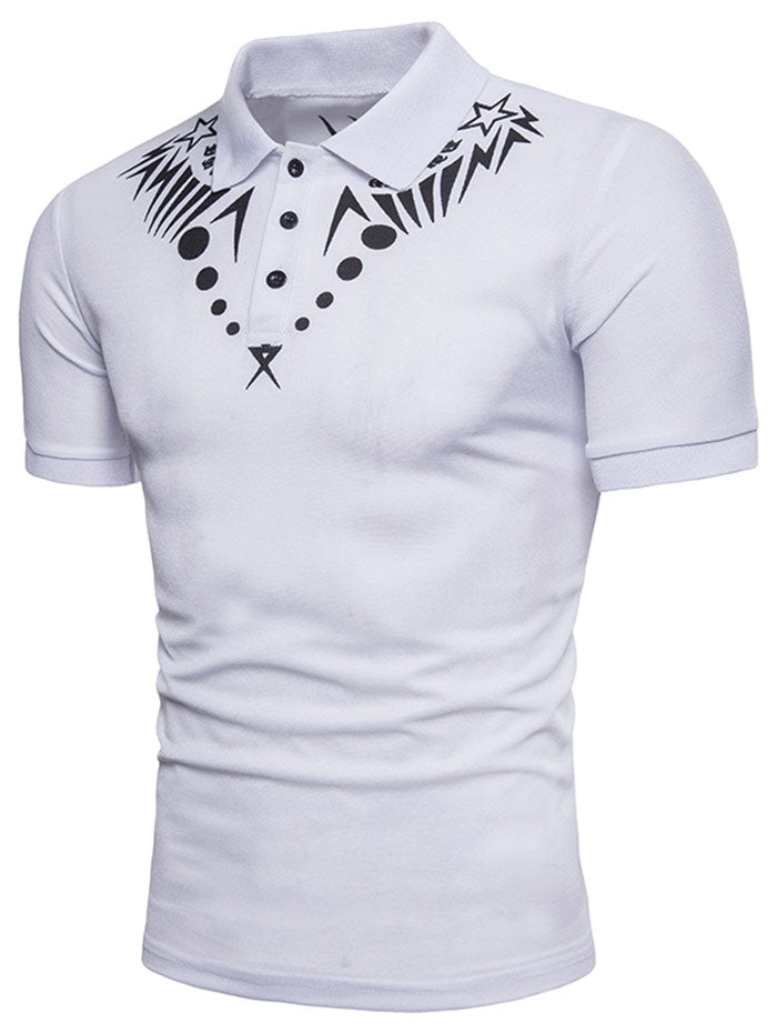 "Star Geometric Print" Polo