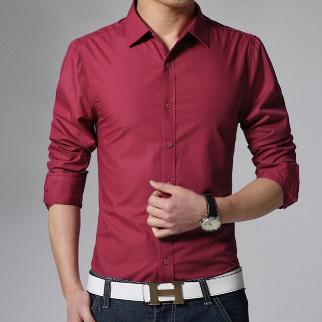 Slim Plain Dress Shirt