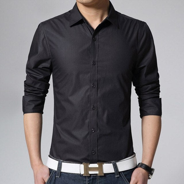 Slim Plain Dress Shirt