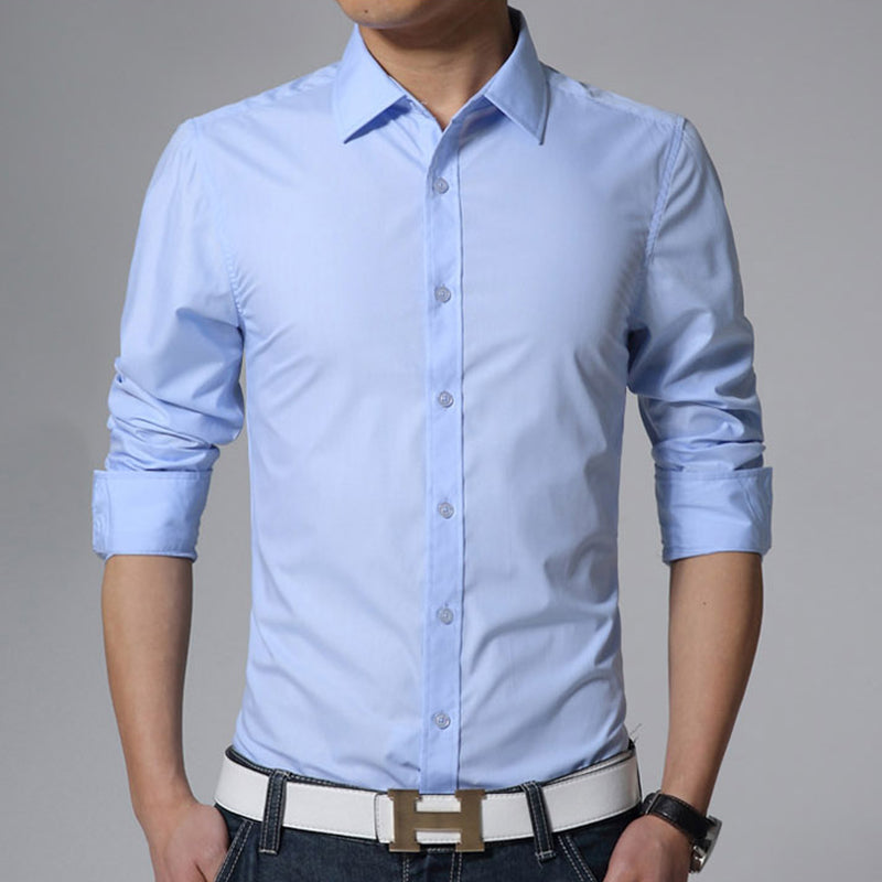 Slim Plain Dress Shirt