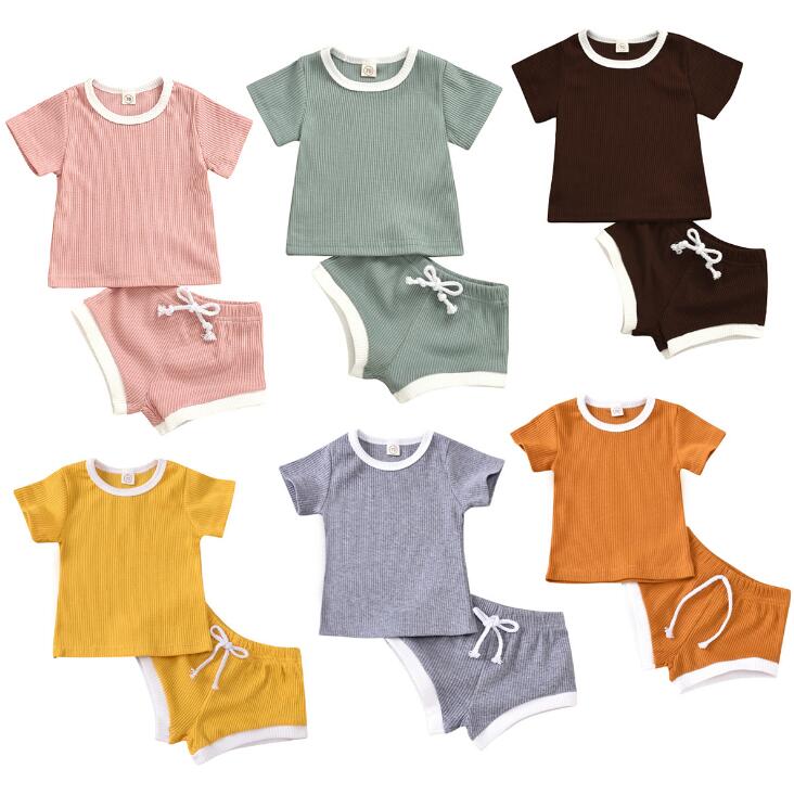 2020 Toddler Knitted T-shirts+Shorts Sets