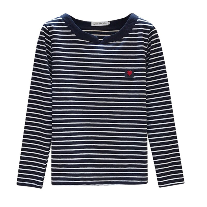 Women Long Sleeve "Stripe Heart" Shirt