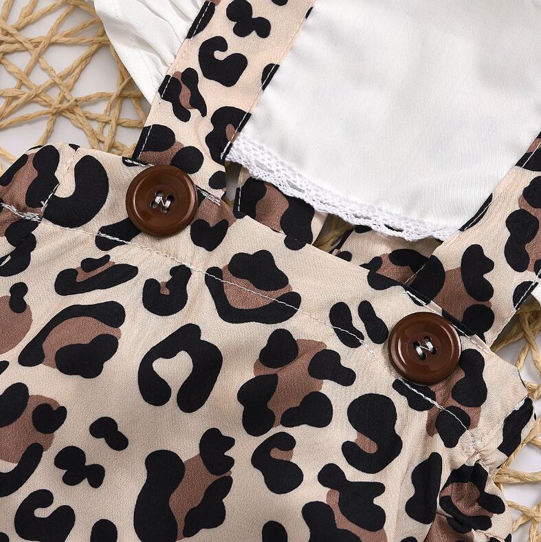 Ruched Leopard Print Sleeveless Baby Romper+Headband