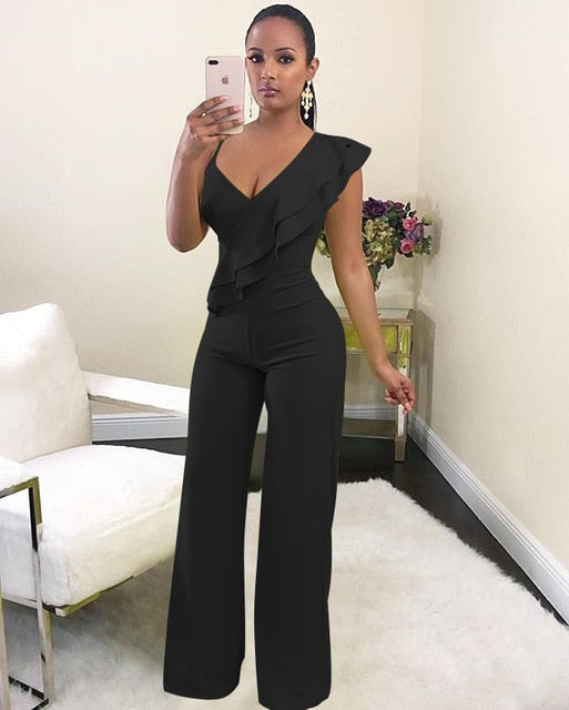 One Shoulder Tuffle Jumpsuit