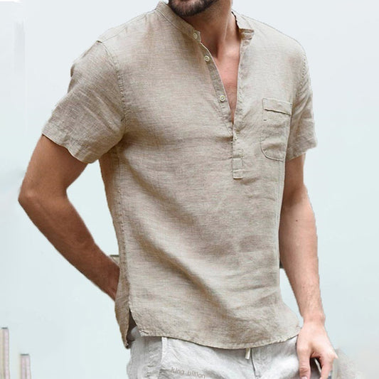 Linen Led Casual Men T-Shirt