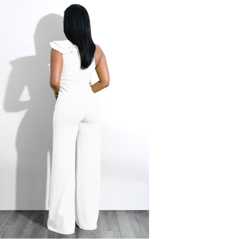 One Shoulder Tuffle Jumpsuit