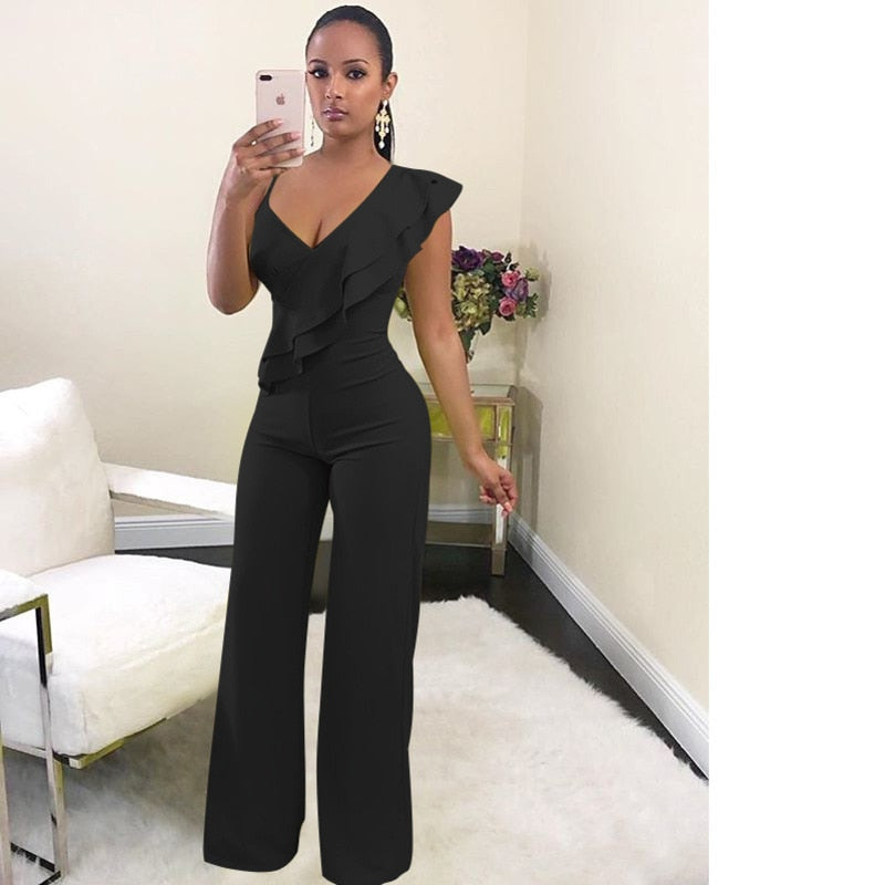 One Shoulder Tuffle Jumpsuit