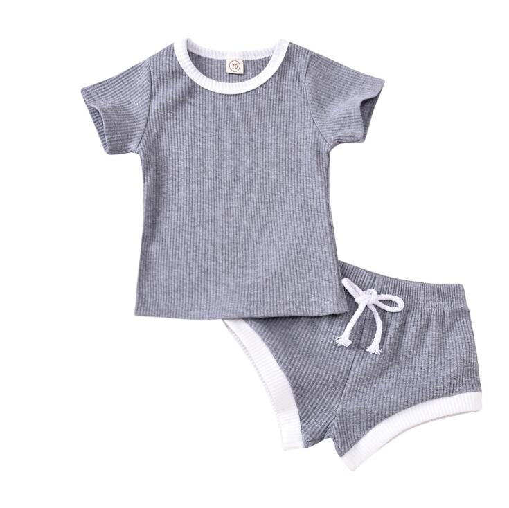 2020 Toddler Knitted T-shirts+Shorts Sets