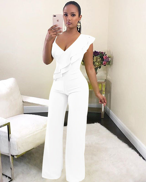 One Shoulder Tuffle Jumpsuit