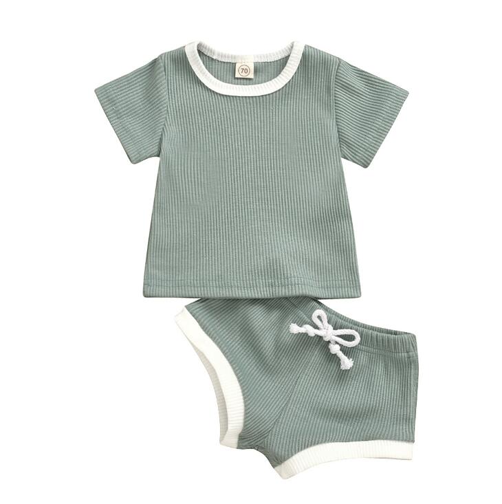 2020 Toddler Knitted T-shirts+Shorts Sets