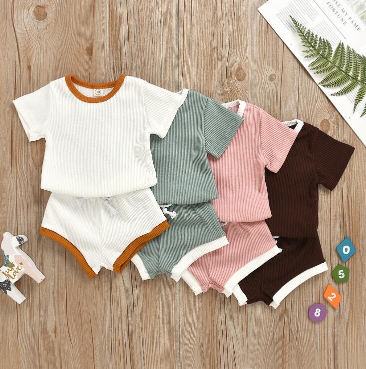 2020 Toddler Knitted T-shirts+Shorts Sets