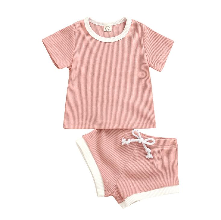 2020 Toddler Knitted T-shirts+Shorts Sets