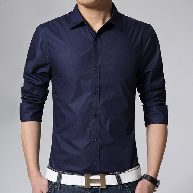 Slim Plain Dress Shirt