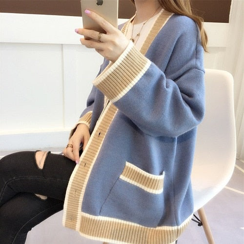 Women's Striped Knitted Cardigan