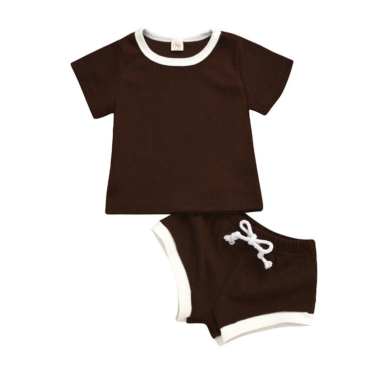 2020 Toddler Knitted T-shirts+Shorts Sets