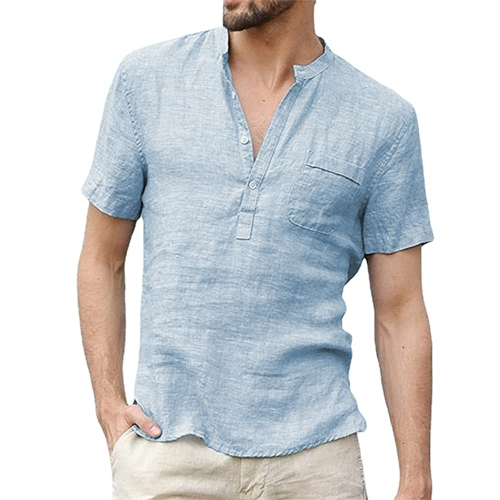 Linen Led Casual Men T-Shirt