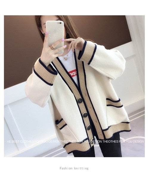 Women's Striped Knitted Cardigan