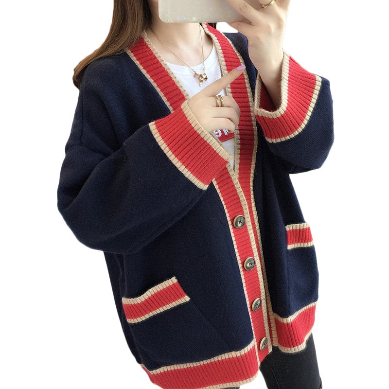 Women's Striped Knitted Cardigan