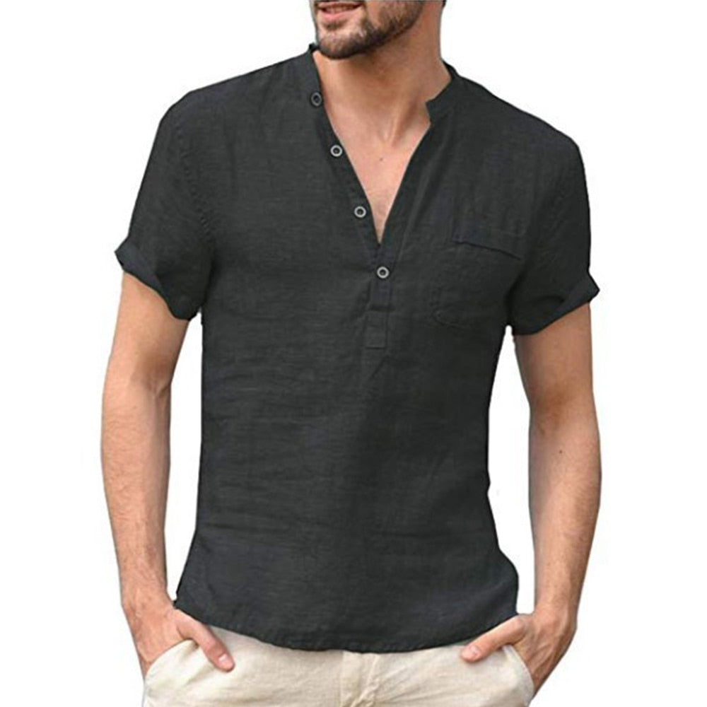 Linen Led Casual Men T-Shirt