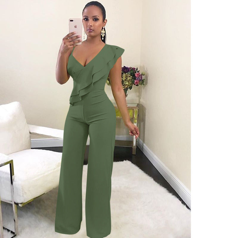 One Shoulder Tuffle Jumpsuit