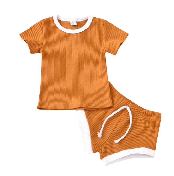 2020 Toddler Knitted T-shirts+Shorts Sets