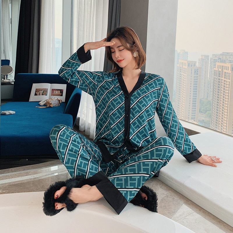 Silk Cross Letter Pajama Set