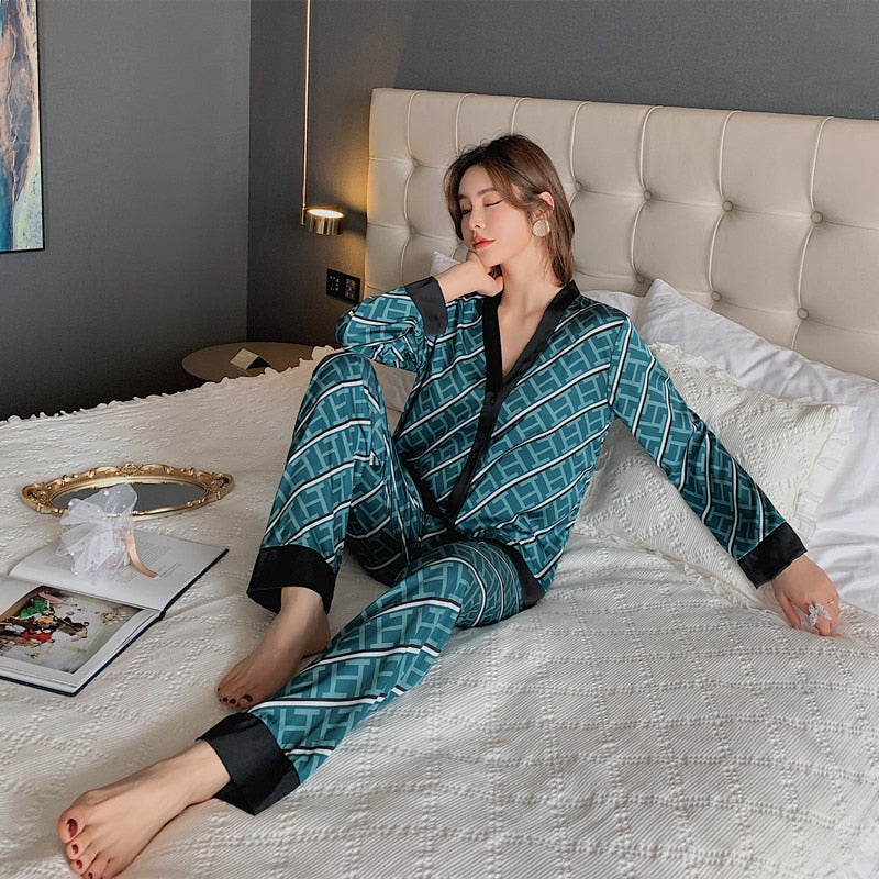 Silk Cross Letter Pajama Set