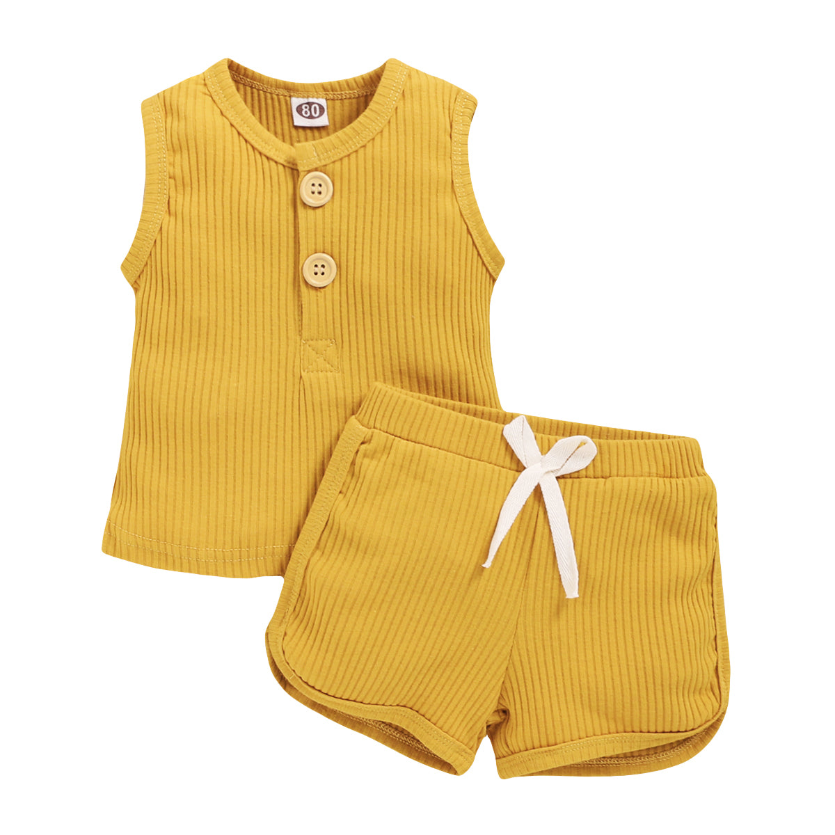 Toddler Set Solid Sleeveless Button Vest