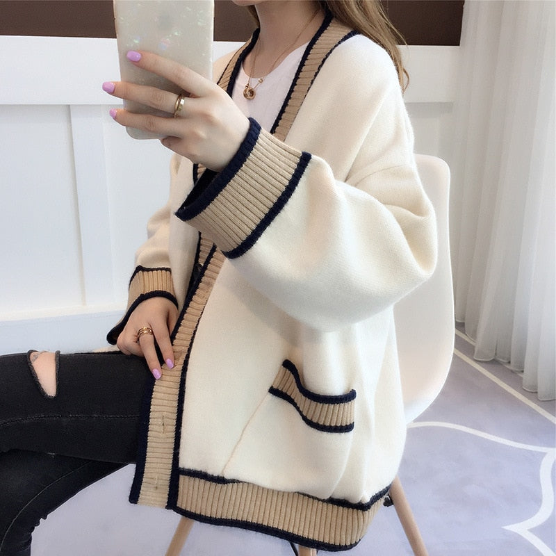 Women's Striped Knitted Cardigan