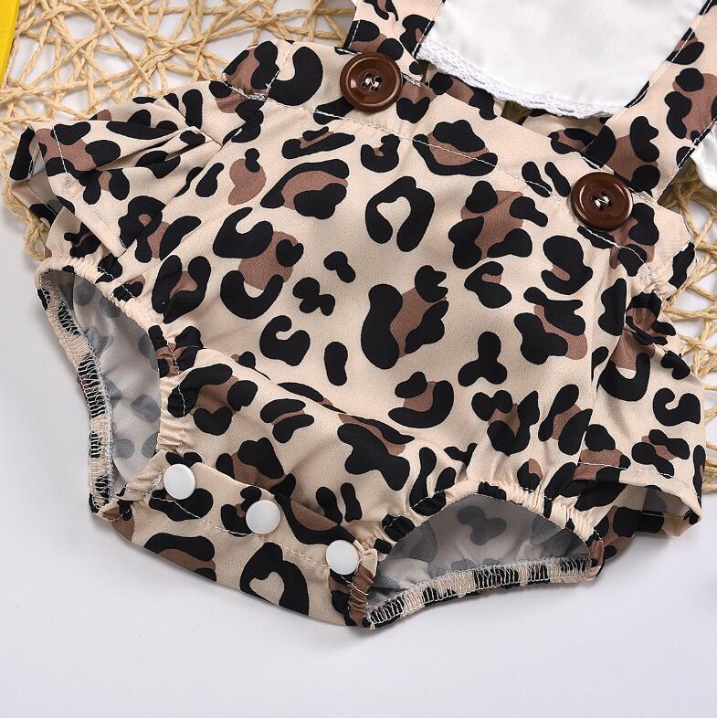 Ruched Leopard Print Sleeveless Baby Romper+Headband