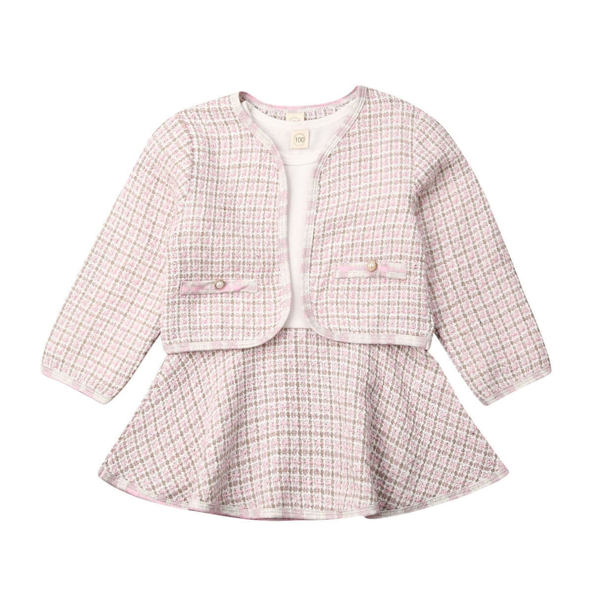 2Pcs Baby Girl Plaid Coat & Tutu