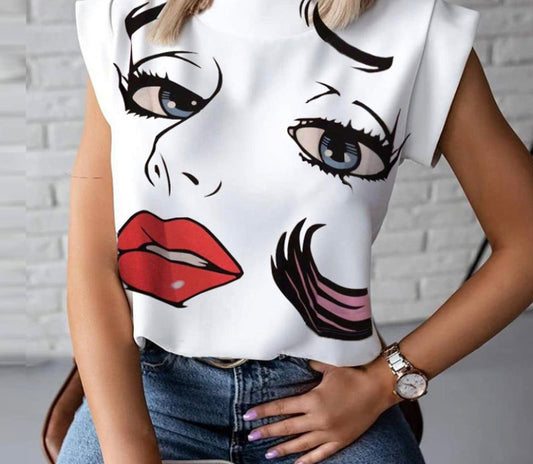 Lips Print Blouse