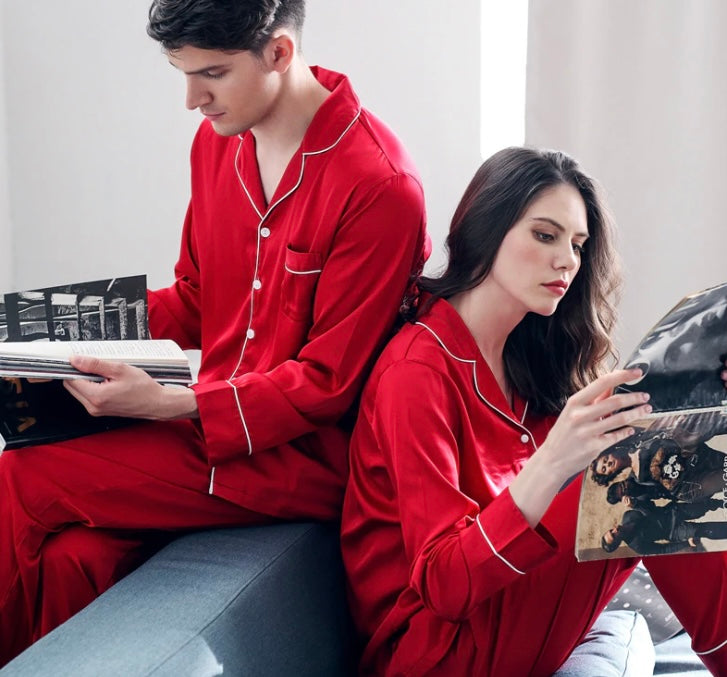 Silk Men and Women Pajamas Sets