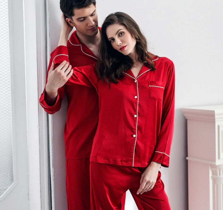 Silk Men and Women Pajamas Sets