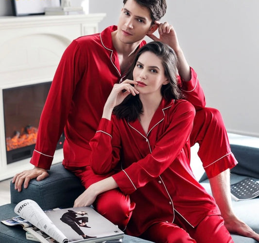 Silk Men and Women Pajamas Sets